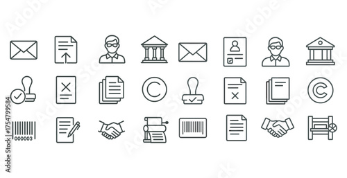 Business and office line icons set – outline, linear, corporate and document symbols