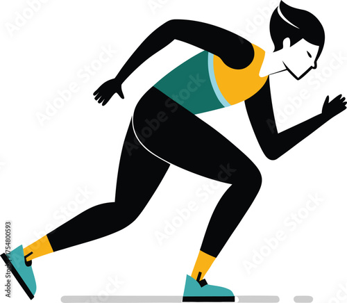 Athlete ready to sprint action pose minimalist style vector