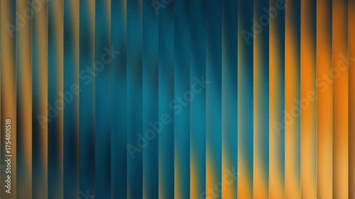 Animation of abstract vertical blinds with gradient of blue and orange colors, modern background design