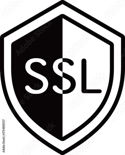 SSLの盾形バッジアイコン　モノトーン