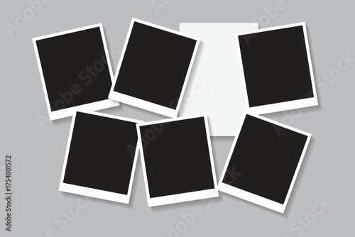 Photo frames realistic. Empty white photos frame, polaroid frames realistic photo templates. collage templates