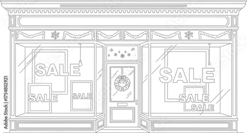 Storefront sale christmas holiday shopping retail business winter season offer