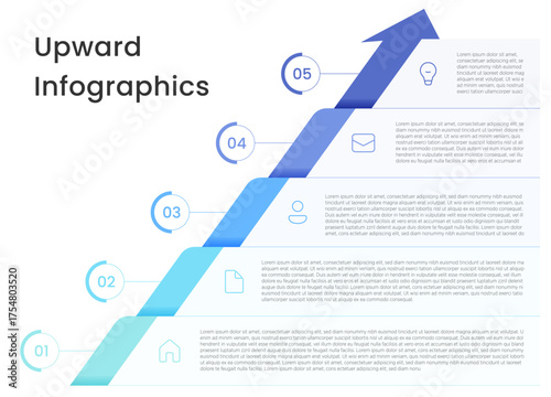 A professionally designed vector infographic featuring a modern upward growth chart with 5 distinct steps. This template includes business-relevant icons and clean visual elements, making it ideal 