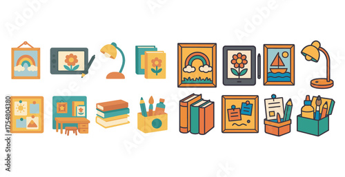 Art and craft filled icons set – solid, creative, diy and hobby symbols