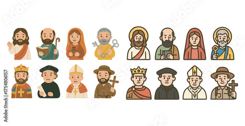 Religious figures icons set – filled, solid, spiritual and faith symbols