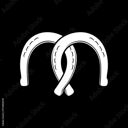 Two horseshoes icon isolated on black background