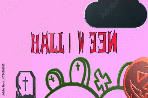 Playful Halloween Illustration with Cartoon Monster and Pumpkin animation clip 