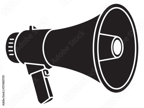 Social media advertisement design featuring a megaphone silhouette