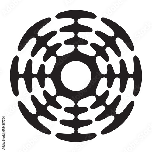 Abstract radiating waves symbol in silhouette for viral communication