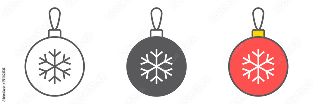 Obraz premium Christmas tree ball icon, party and new year, glass toy sign, vector graphics, a linear pattern on a white background. editable stroke