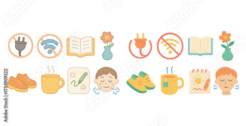 Essential lifestyle icons set – flat, filled, daily activity and wellness symbols