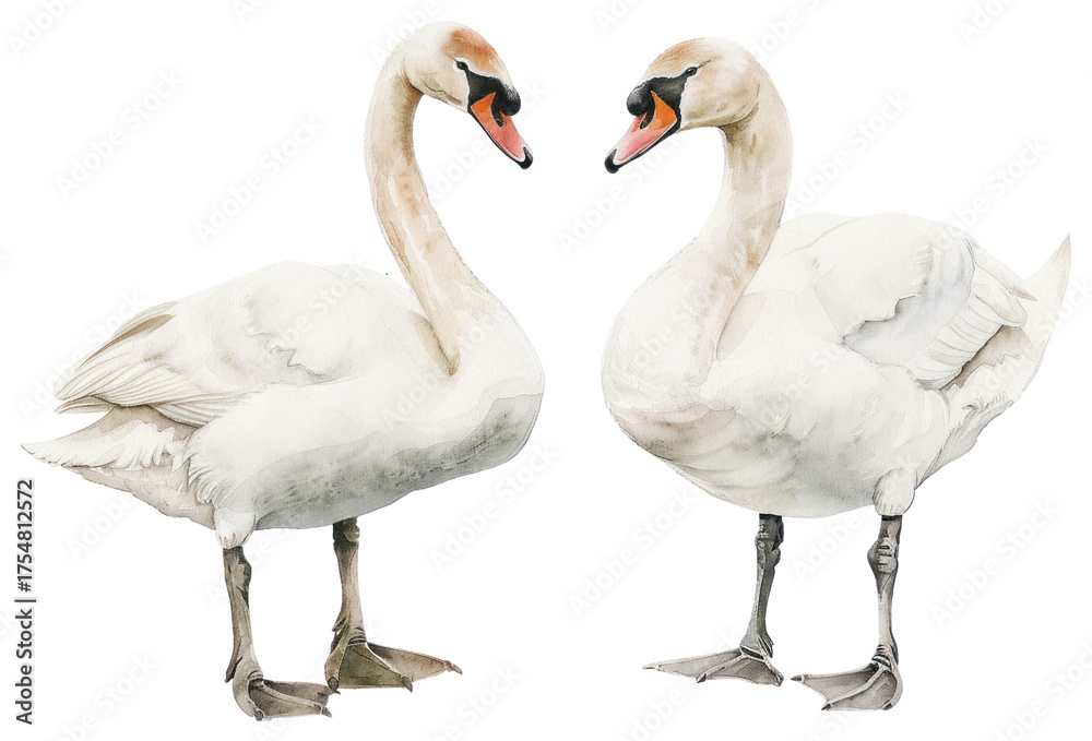 Fototapeta premium PNG Elegant swans facing each other
