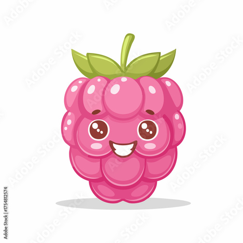 Whimsical Raspberry Character Adorable Smiling Fruit for Playful Designs, Kids Illustrations and Product Design