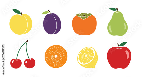 A vibrant collection of fresh whole and sliced fruits arranged in two rows showcasing an assortment of nature's bounty and healthy eating.