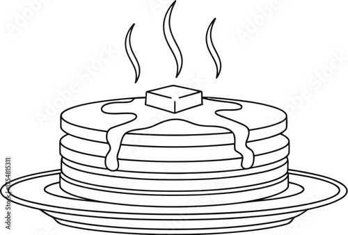 Pancakes stack breakfast food dessert syrup butter sweet delicious tasty hot