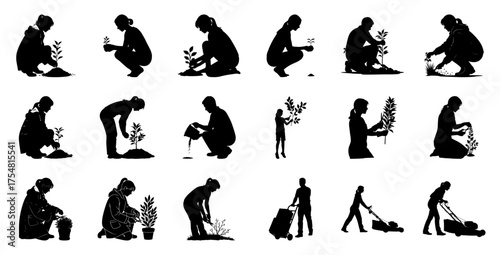 Gardening and Yard Work Silhouettes planting pruning