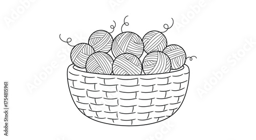 Yarn balls basket knitting crochet craft hobby wool thread fiber textile handmade art