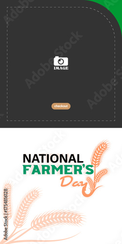National Farmers Day. Banner design with wheat logotype for greeting, advertising, website
