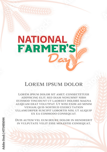 National Farmers Day. Poster design with wheat logotype for greeting, advertising