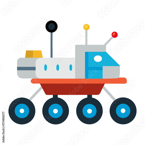 Space rover cartoon object on a white background vector illustration
