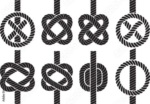 Rope silhouette vector icon on white background