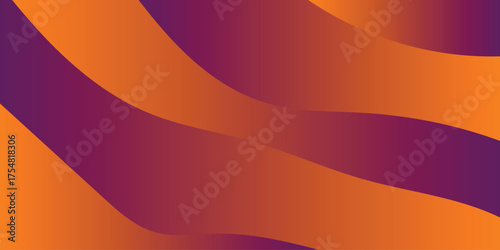 Abstract flowing waves of orange and purple gradient background design.