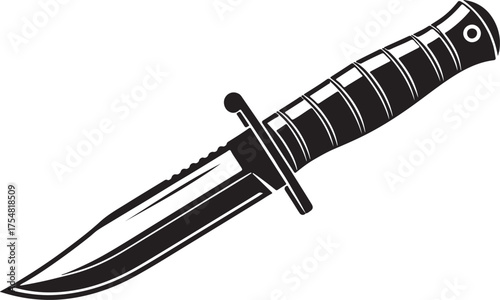 Tactical knife vector illustration for hunting survival silhouette