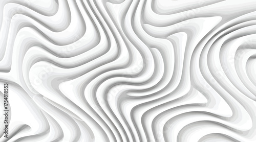 Vector art of abstract white topographic contour lines background with shadow, creating a sense of depth and dimension, ideal for modern designs and presentations