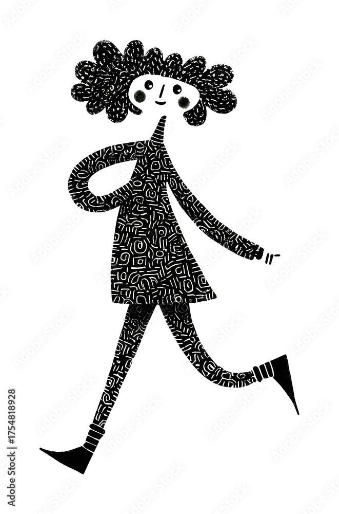 Fototapeta premium PNG Chubby man whimsical black white.