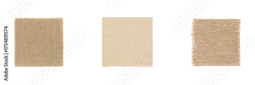 Fabric Swatches In Neutral Tones Set. Textile Design And Material Selection Collection Isolated On Transparent Background
