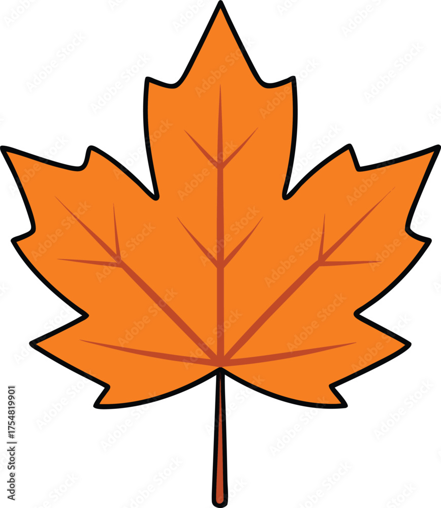 Obraz premium a bright orange maple leaf illustration on white .eps