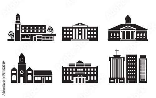 building and house icons for city and residential design illustration