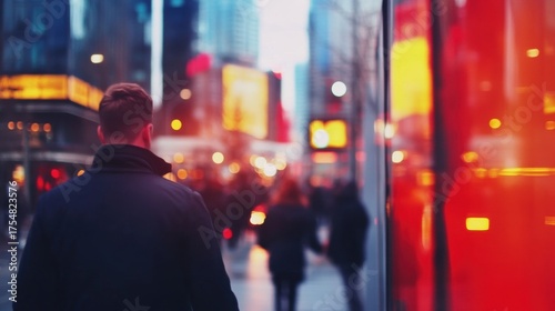Wallpaper Mural Evening walk in the city streets filled with neon lights and crowds Torontodigital.ca