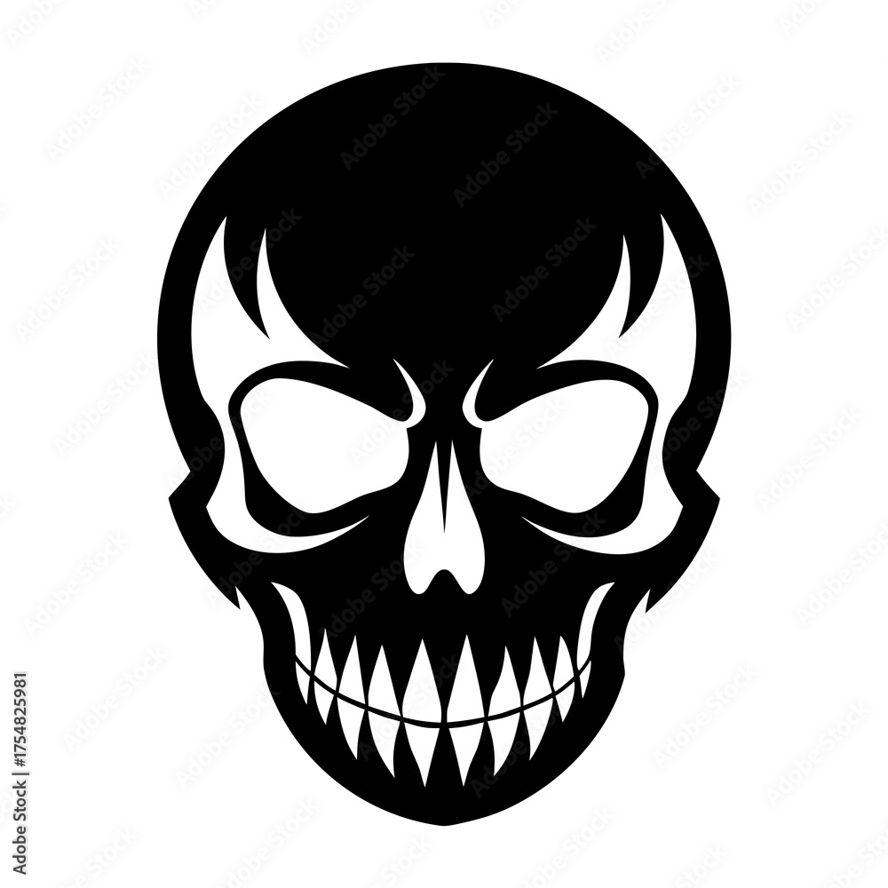 Fototapeta premium Skulls vector clean black silhouette design white background