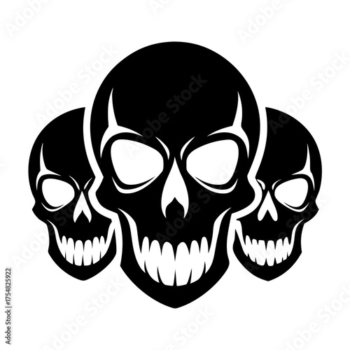Skulls vector clean black silhouette design white background