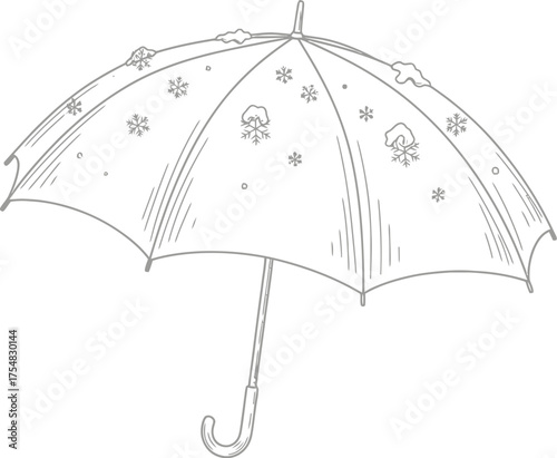 Umbrella snow winter weather protection cold season snowfall snowflakes rain