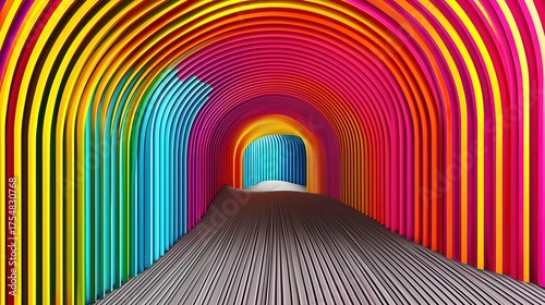 3D Render of Colorful Neon Light Waves on Black Background, UV Spectrum
