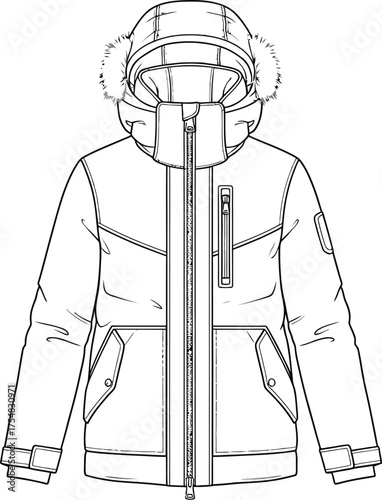 Winter jacket coat parka fur hood zipper pockets outerwear fashion apparel