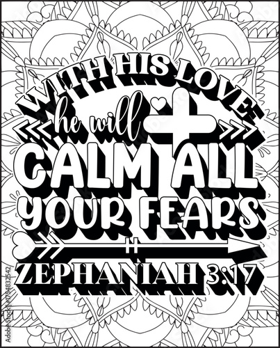 Bible Verse Coloring Page for Adults. Holy Christian Bible Quote Coloring Page.