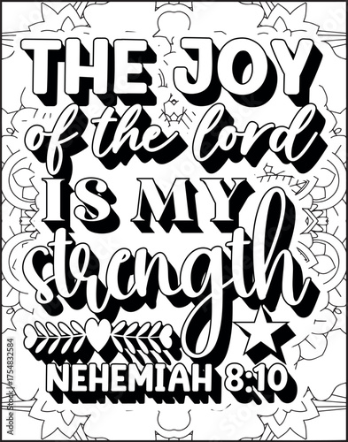 Bible Verse Coloring Page for Adults. Holy Christian Bible Quote Coloring Page.