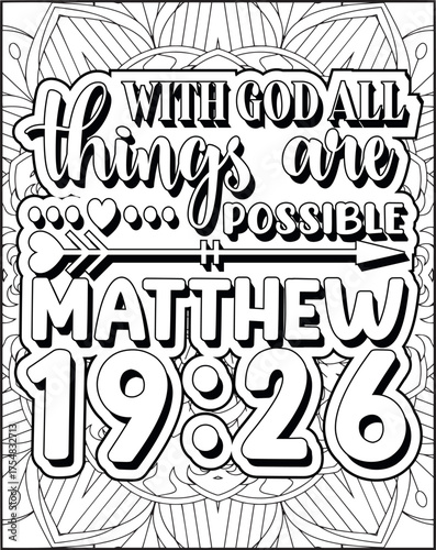Bible Verse Coloring Page for Adults. Holy Christian Bible Quote Coloring Page.