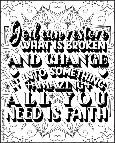 Bible Verse Coloring Page for Adults. Holy Christian Bible Quote Coloring Page.