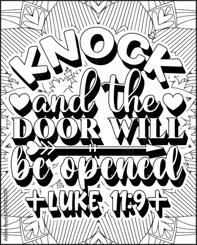 Bible Verse Coloring Page for Adults. Holy Christian Bible Quote Coloring Page.