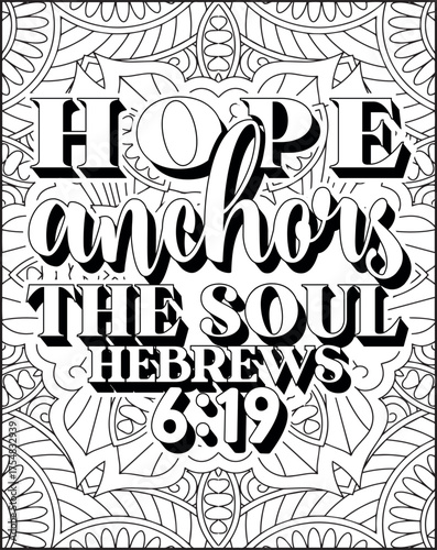 Bible Verse Coloring Page for Adults. Holy Christian Bible Quote Coloring Page.