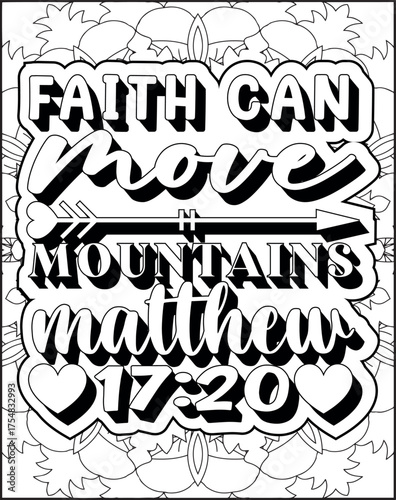 Bible Verse Coloring Page for Adults. Holy Christian Bible Quote Coloring Page.