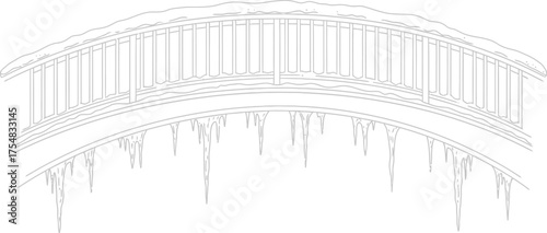 Bridge snow winter icicles cold frozen railing architecture landscape white