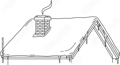 Winter roof snow chimney house cold ice season weather frost frozen home line
