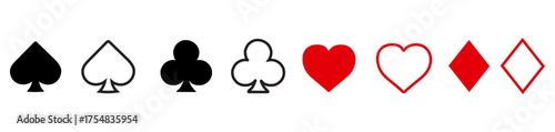 Collection of playing card suits spades hearts diamonds clubs