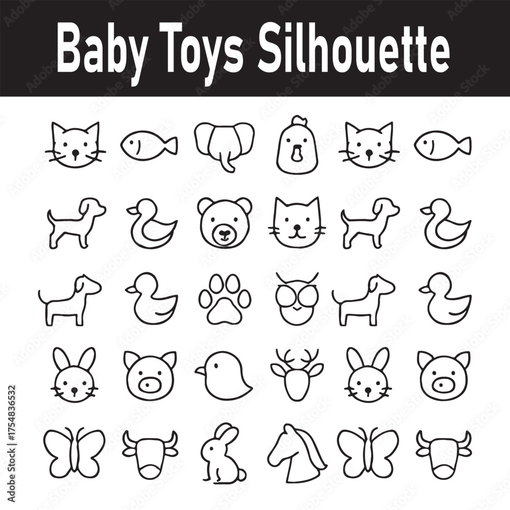 Naklejka premium Baby toys silhouette