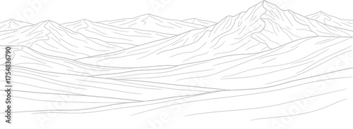 Mountain range peaks landscape nature outline drawing sketch wilderness scenic